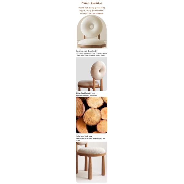 Oak Wooden Cashmere Dining Chairs Lamb Velvet For Modern Office