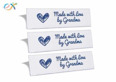 Sewing Garment Fabric Material Woven Clothing Labels Embroidered Blue On White