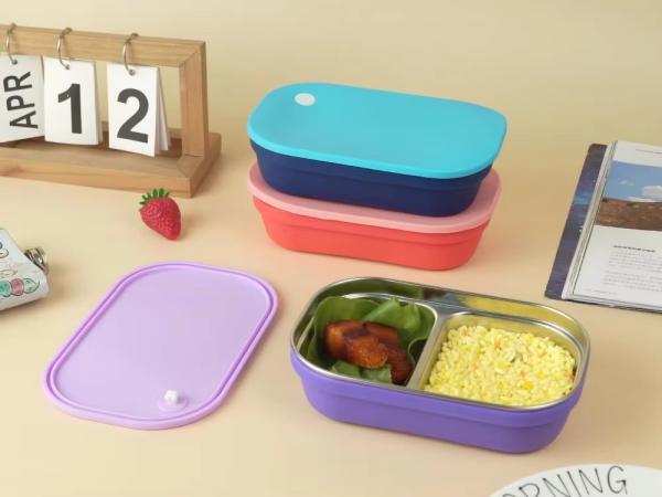 BPA-Free Stainless Steel Bento Box for Kids with Silicone Sleeve