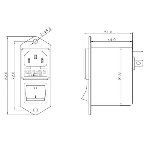фильтр модуля входа силы фильтра EMI входа IEC 220V 10A для небольшого электропитания
