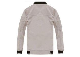 Beige Cotton Men's Bomber Jackets Knitted Ribbed Cuffs / Flight Jackets For Men