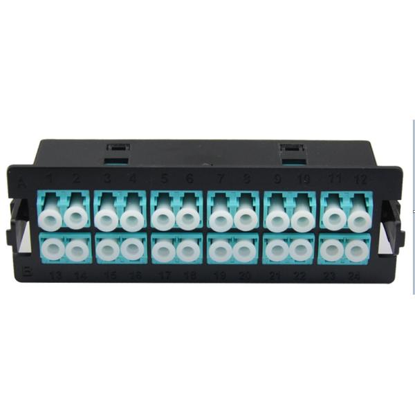 Black LC Insert Duplex Fiber Optic Patch Panel 24 Port For 1U Distribution Box