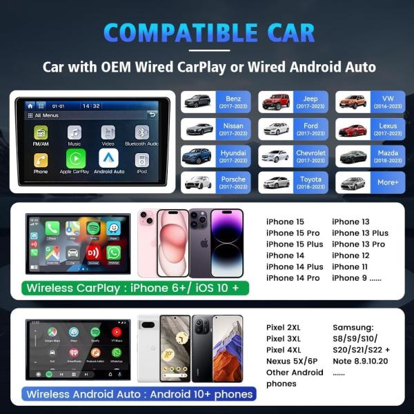 Tbox UHD Wireless Adapter CarPlay USB HDMI Port 8G 128Gb SDM660 Android 13  Video Ai Box  For  Youtube Netflix