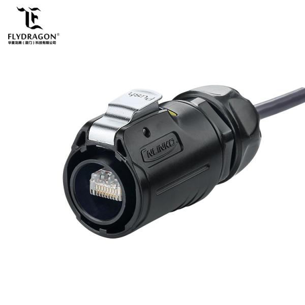Black Plastic RJ45 Connecter Cat5e Outdoor Waterproof Ethernet Cable PBT Plug Hot sale 8 Core Connector For Signal