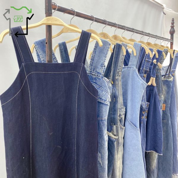 Adults Second Hand Denim Shoulder Strap Short Skirt Slim Fit Used Winter Clothes