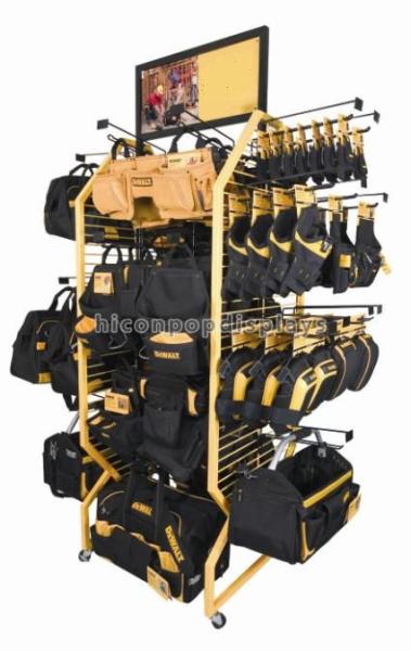 Movable Retail Store Fixtures , Freestanding Bag Merchandising Metal Wire Retail Store Shelving