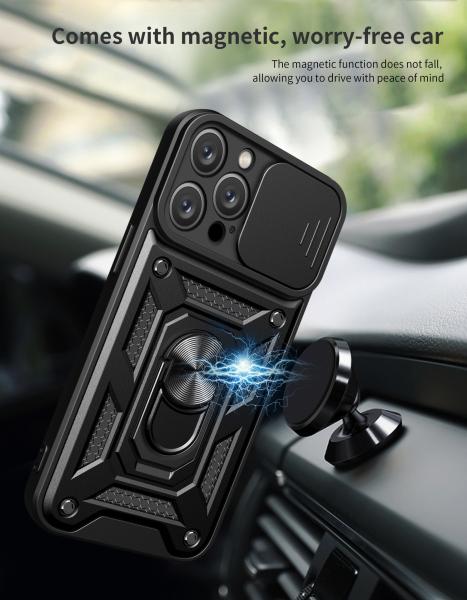 Proteção de câmera iPhone TPU Capa traseira do celular híbrida Imponível a choques Caixa telefônica Kickstand Ring