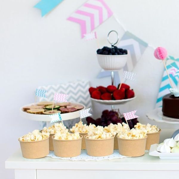 8oz Disposable Dessert Bowls with Lids for Hot or Cold Food Paper Snack Containers for Sundae Frozen Yogurt Soup