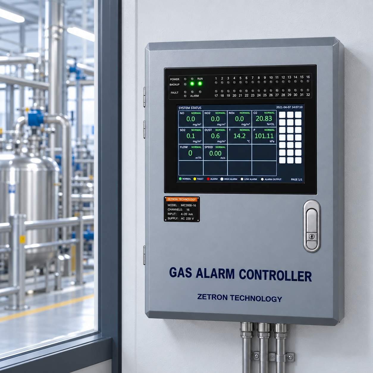 MIC3000 Smart Gas Detection Controller with Touchscreen and Relay Outputs