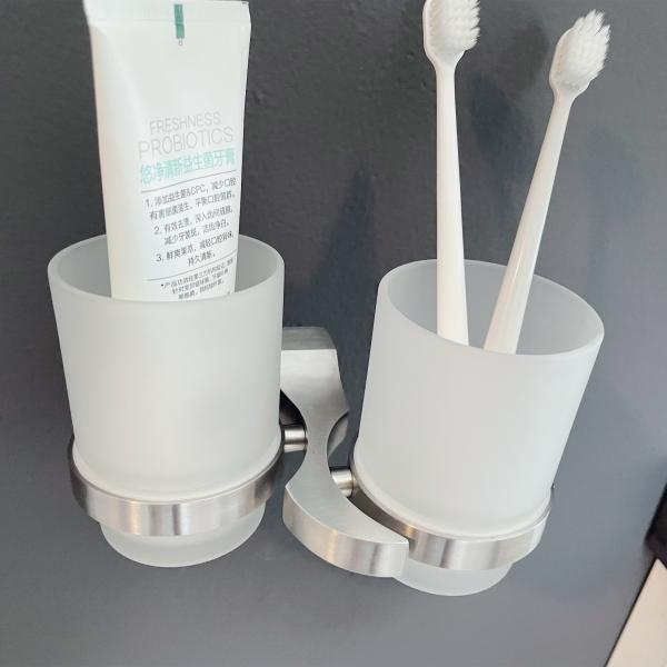 Сатинировка двойных держателей Tumbler Bathroom зубной щетки стеклянная отполированная