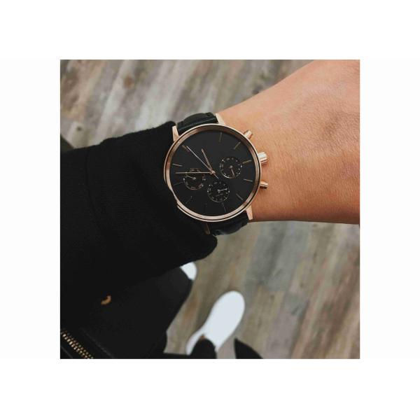 Black italy leather wrist watch mens fashion stainless steel watch