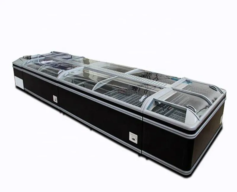 340W Combined Island Freezer Thermostat Commercial Refrigeration Equipment Double Doors