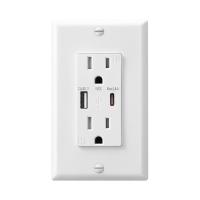 PC ABS prise murale AC 15A avec ports de charge USB UL 498