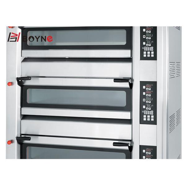 Commercial  Bakery Shop 20~400°C Stainless Steel  Gas Three Deck Six Trays Bread Oven