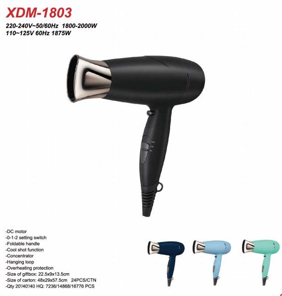 Mini secador de cabelo de viagem leve 1800-2000w Com Cool Shot e Loop pendurado