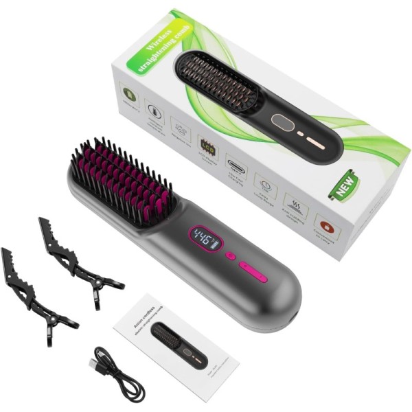 Wholesale Price High Satisfaction Salon Equipment Cordless Hot Comb Brush Light Weight Mini Hair Straightener USB 1 Year Outdoor