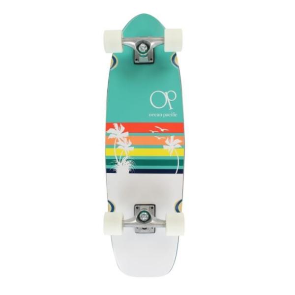 Ocean Pacific Sunset Surfskate White / Navy Cruiser Complete Skateboard - 9.75 x 33