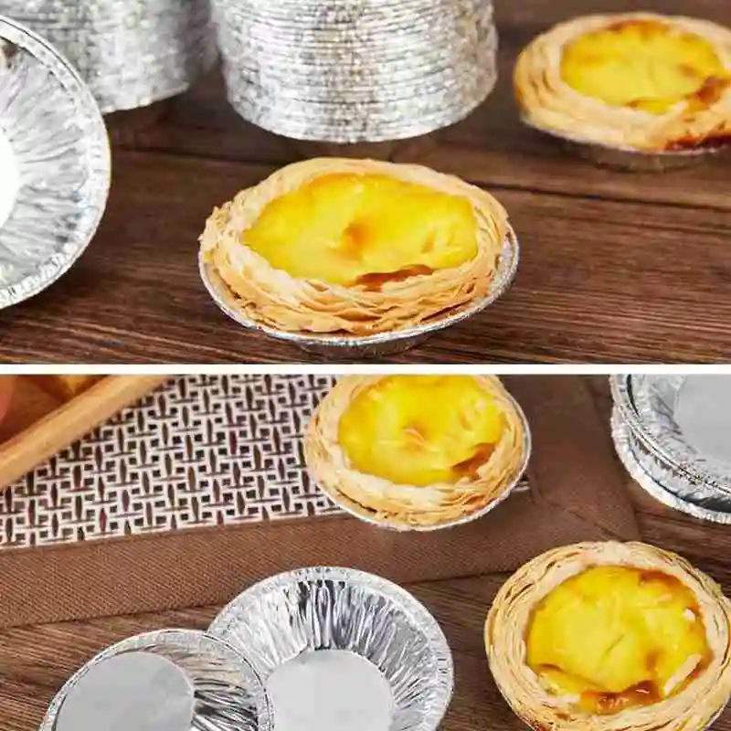 100pcs Disposable Aluminum Foil Tart Pan Mini Pot Plate Tin Pie Bake Tray Of Suitable