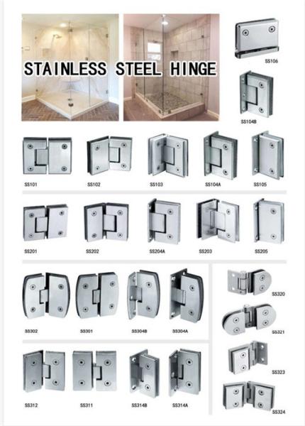 Rectangle Folding Frameless Glass Shower Enclosures With Stainless Steel Hinges Fixed