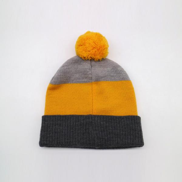 Malha Beanie Hats For Winter Season do peso leve 58CM em Grey Yellow preto