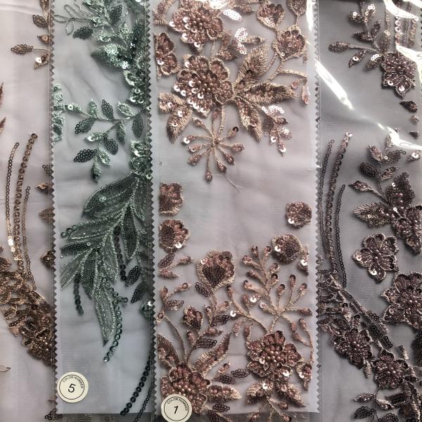 Easily Customizable Luxury 3D Flowers Beaded Embroidery Lace Fabric for Women's Clothing Dance Dresses