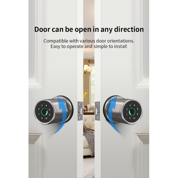 YAGU Fingerprint Password Keyless Single Latch Tuya APP Electronic Round Smart Knob Lock Replacement Ball Lock