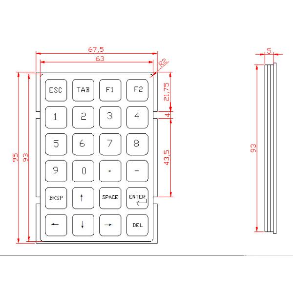 Industrial Custom Keyboard Pad 24 Keys Type For Access Control Metal Panel