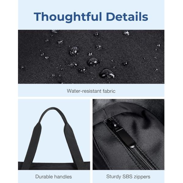 BAGSMART Tote Bag for Women, Foldable Tote Bag With Zipper Large Shoulder Bag Top Handle Handbag for Travel, Work