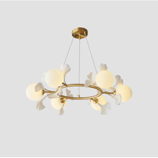 White Luxury Interior Round Ring And Big Villa Ceramic Pendant Lamp For Home