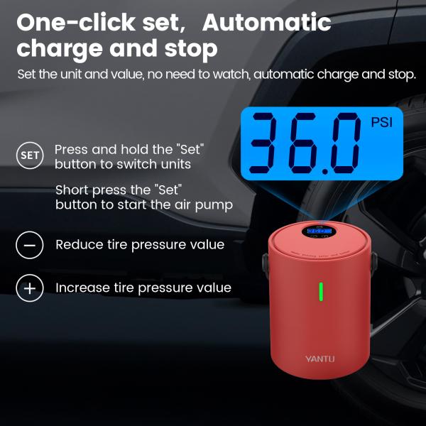 Portable Mini Cordless Air Pump Car Air Compressor YANTU A05 Wireless 12V Tire Inflator