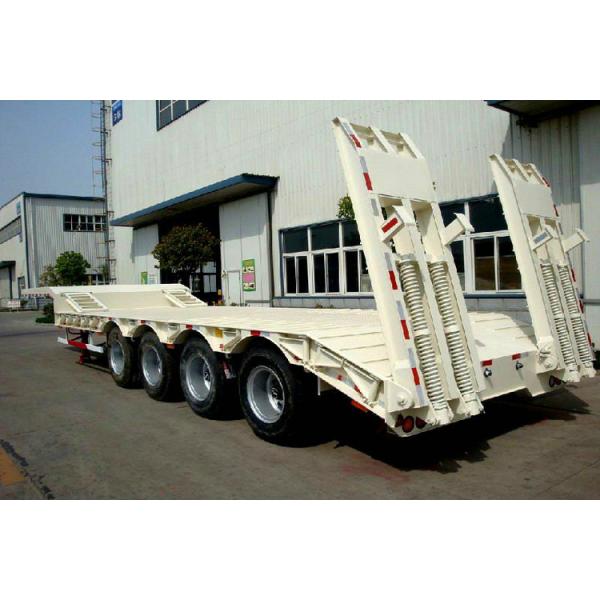 Heavy Duty Gooseneck Flatbed Trailer , 4 Axle Lowboy Semi Trailer 80 - 85 Ton