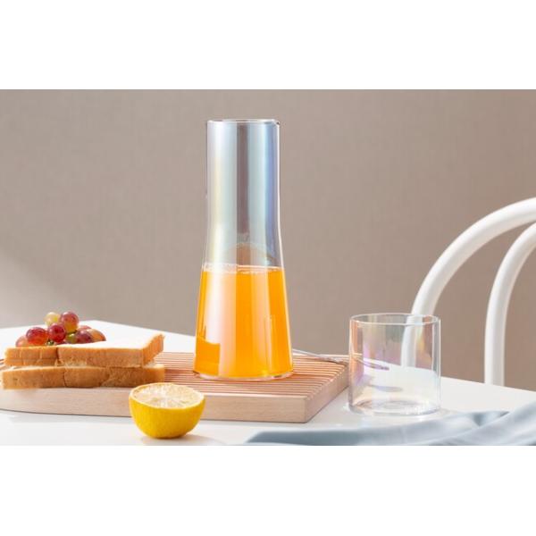 Iridescent Glass Water Pitcher Ion Plating 26 Ounce Bedside Glass Water Carafe