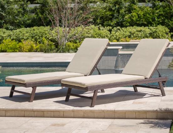PE Rattan Leisure Chaise Lounge chairs Aluminium Outdoor Garden wicker patio beach chair