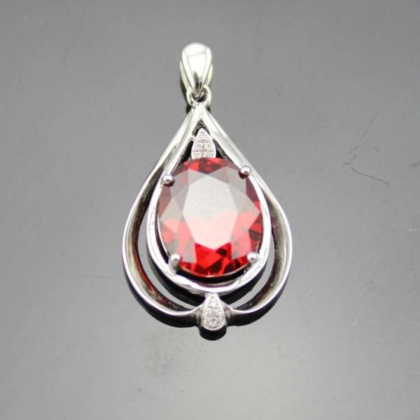 Women Jewelry 10mm x12mm Oval Blue Topaz Cubic Zirconia Pendant Necklace (P38)