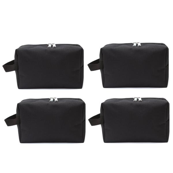 Canvas Waterproof Toiletry Bag For Women Water Resistant Black Color 4 Packs