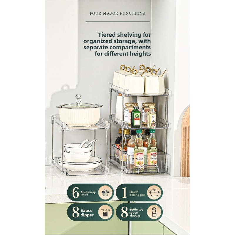 Professional Clear Plastic Cosmetic Organizer Multi-Tier Snack Shelf Skincare Storage Box for Bedroom Living Room Kitchen