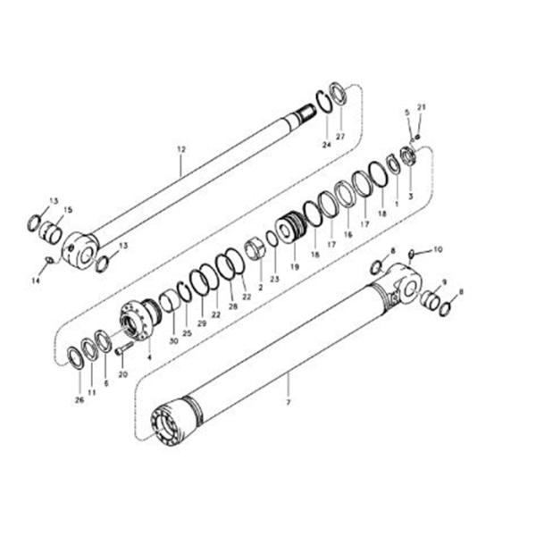 Cilindro Assy Excavator Hydraulic Spare Parts da cubeta de Belparts EC210B EC210BLC