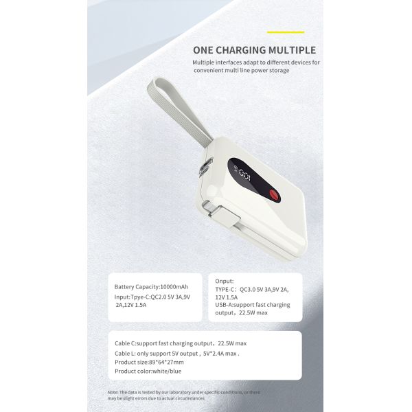 Compact Li Polymer Power Bank 10000mah With ABS PC Material And Customizable Logo