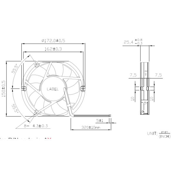 RoHS Certified 172mm Waterproof Computer Fan Waterproof For Fridge