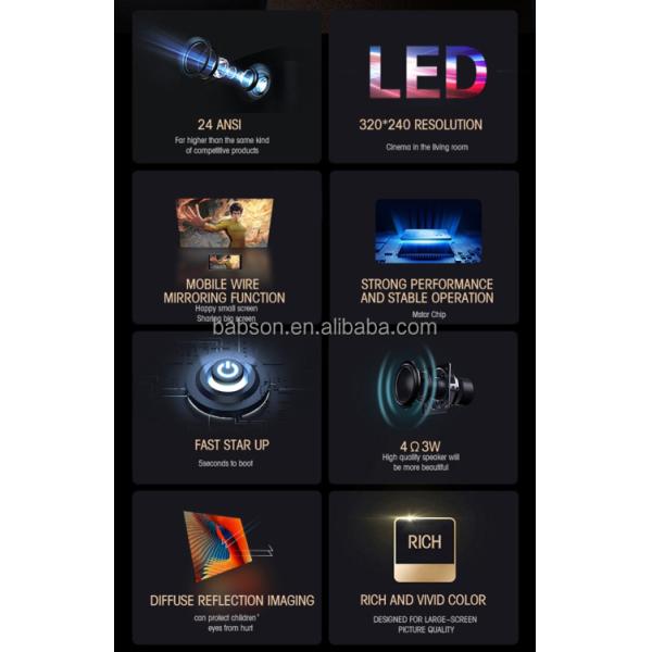 Smart Home Theater 1080p Portable Pocket Projector LED Lamp Mini Projector Stereo Manual Lens Star 200