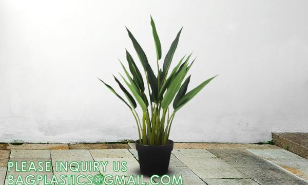 Artificial Bird of Paradise Plants 6 Ft Fake Tropical Palm Tree with Trunks in Pot and Woven Seagrass Belly Basket