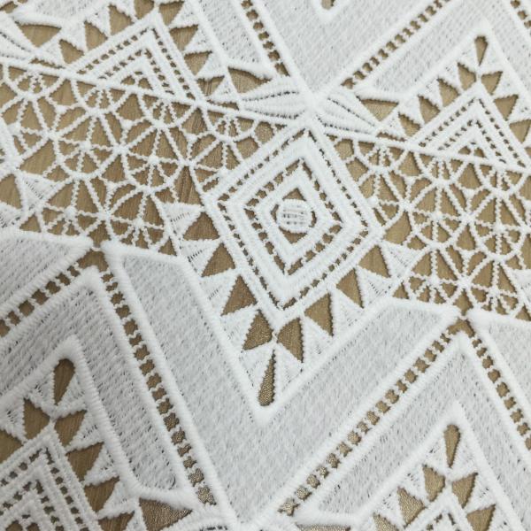 Ivory Geometrics Chemical Lace Embroidery Fashion fabric for Garment Accessories