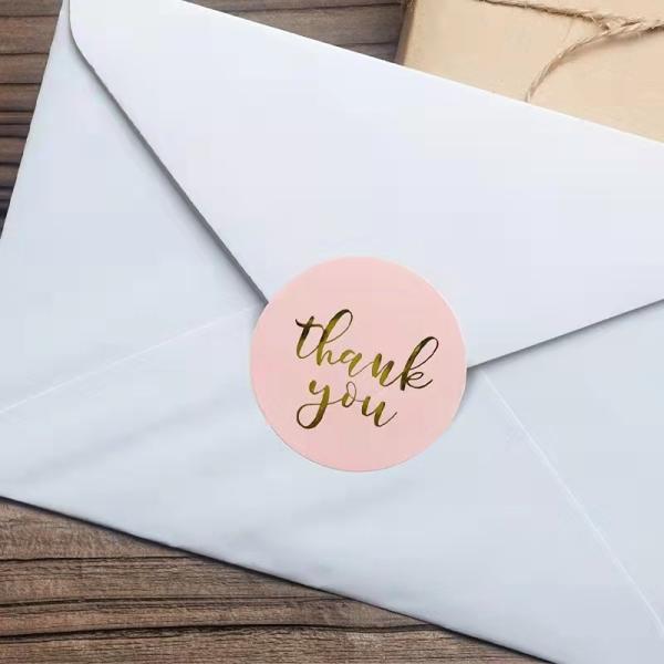 Gratitude and Thank You Round Pink Gold Hot Stamp Label for Seal Sticker Customized Manufacturing