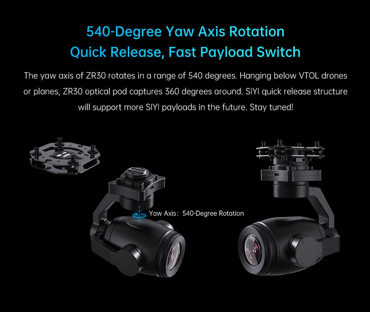 SIYI ZR30 4K 8MP 180X Hybrid X Optical Pod Zoom Gimbal Camera With AI Smart Identify And Tracking 1/2.7 Sensor For Drone