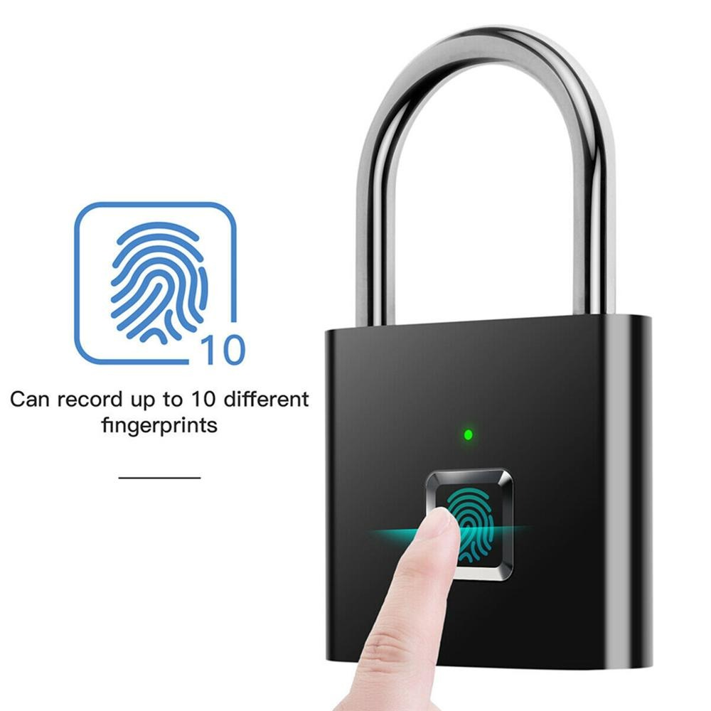 2024 High Security Zinc Alloy Electronic Fingerprint Padlock for Brass Gym Cabinets Drawers Anti-Theft Memory Card Data Storage