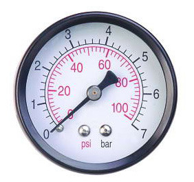 pressure gauge, pressure gage, pressure meter, piezometer, pump accessory