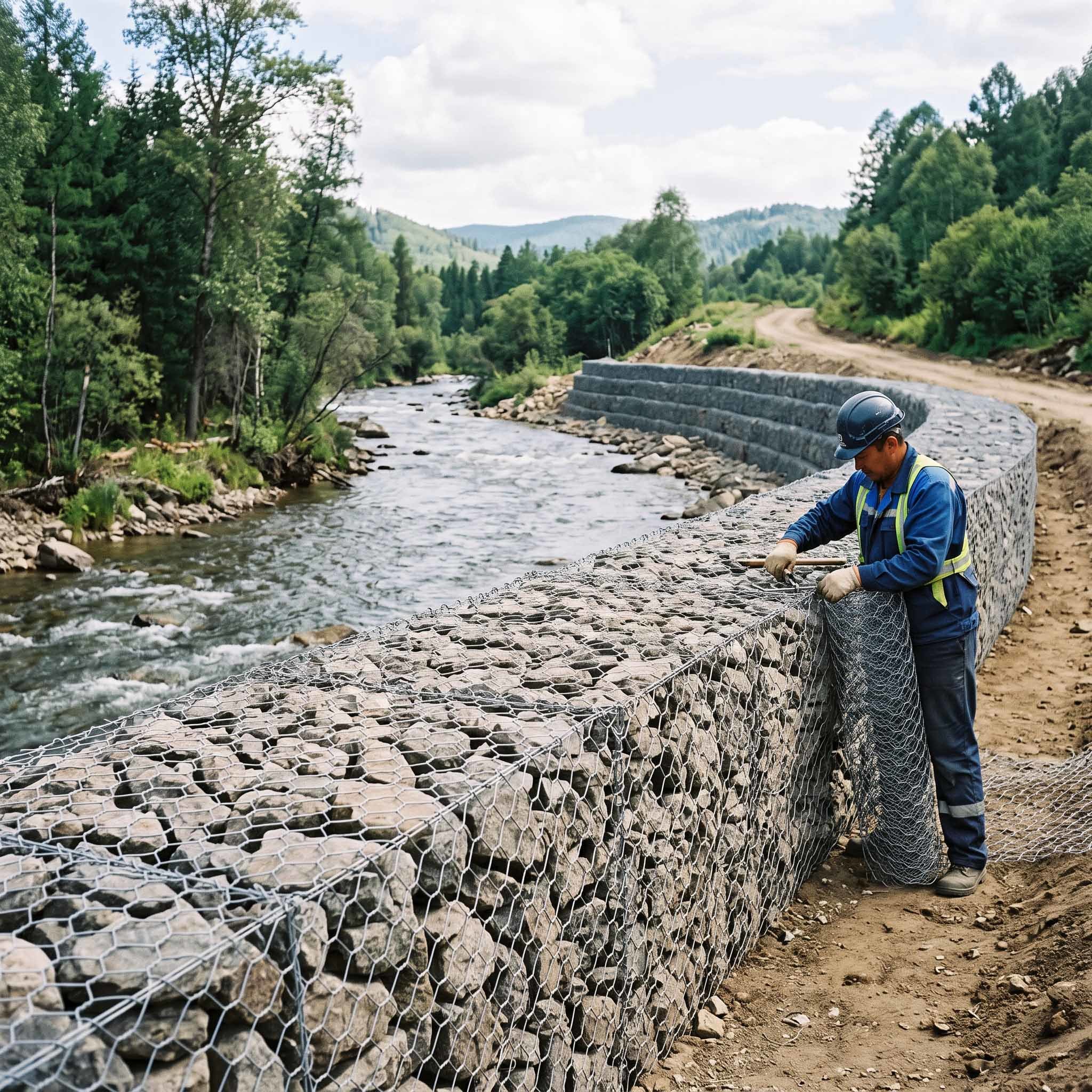 Heavy Galvanized Gabion Basket for Retaining Walls | ASTM A975 Standard