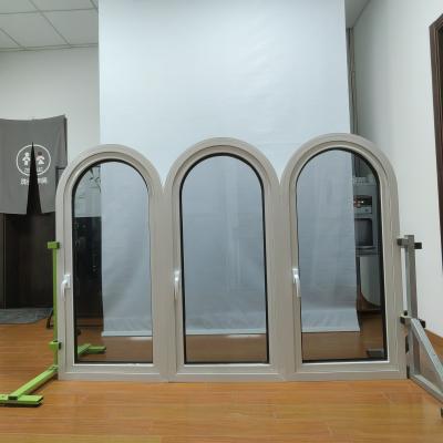 Double Tempered Glasses Aluminum Casement Windows Brown Modern Arc Windows Customized