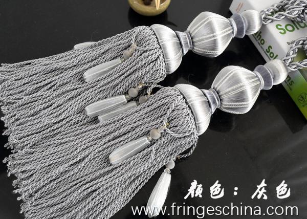 Delicate custom long tassel fringe trimming for curtain attractive tieback hanging ball