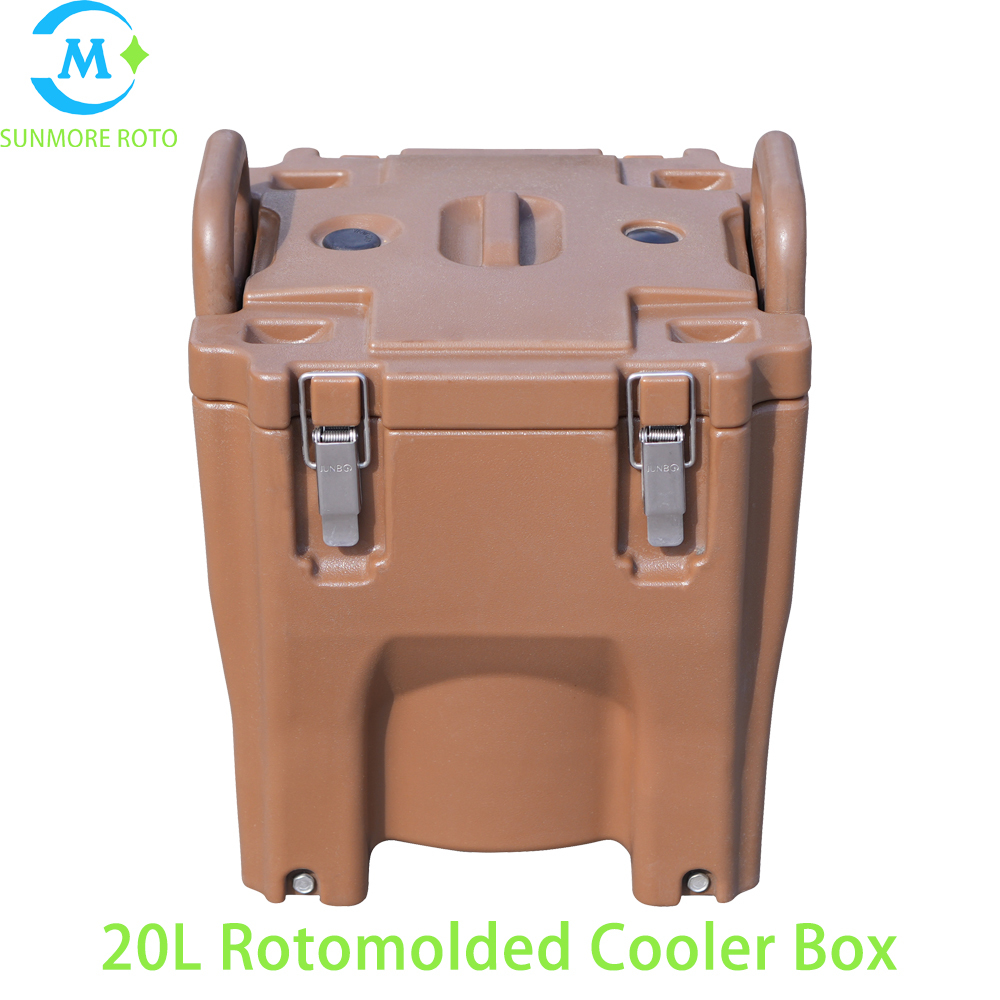SUNMORE ROTO 20L Coffee Brown Rotomolded Insulated Cooler Box, Compact Portable Thermal Container For Outdoor Fishing Camping Catering Food Fresh-Keeping